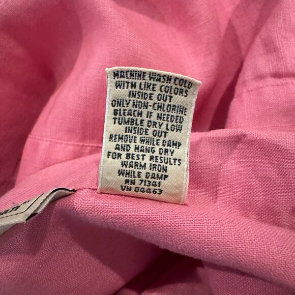 L.L. Bean 100% Linen Button Front Shirt Women’s Large Pink Short Sleeve - Picture 6 of 6